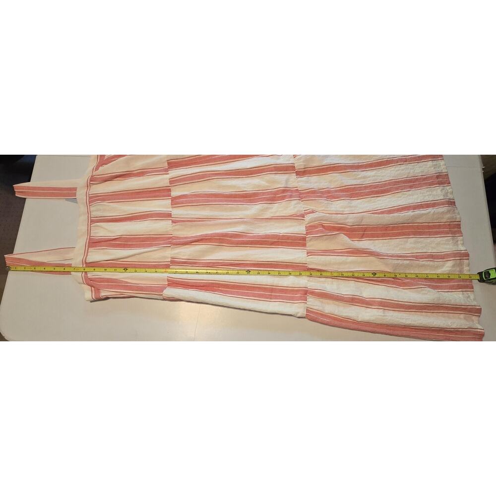 LOFT Sundress Womens Size PM Coral Stripe Tiered Midi Lined Cotton Blend NWT - Picture 10 of 10